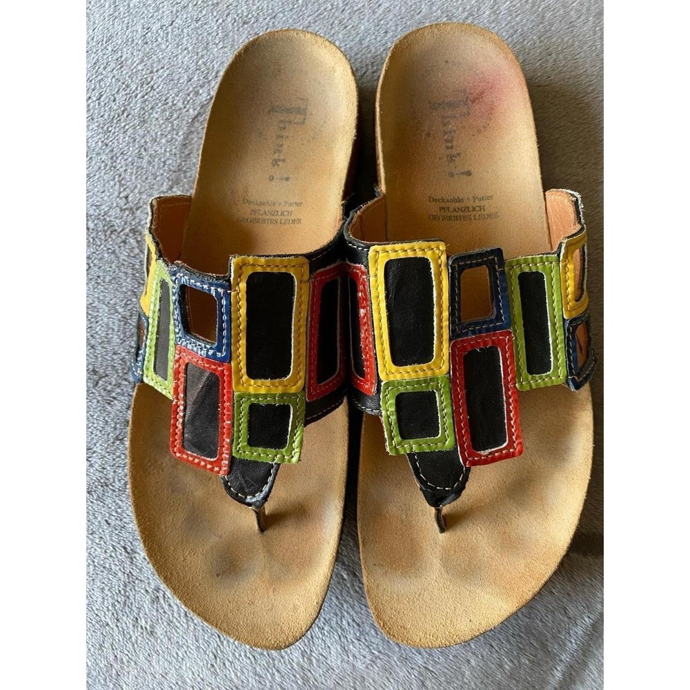 Think Sandals Women 39 Flip Flop Leather Thong Comfort Flat Shoes Vaca sku2
